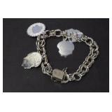 BEAUTIFUL HEAVY STERLING SILVER CHARM BRACELET