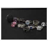 (12) STERLING SILVER RINGS VARIOUS SIZES