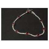 STUNNING STERLING SILVER PINK RUBY BRACELET