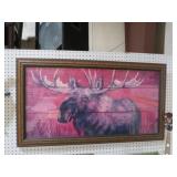 LARGE FRAMED MOOSE PRINT