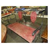 WROUGHT IRON BENCH W/ WOVEN SEAT