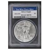 2014 W 1 OZ .999 SILVER EAGLE PCGS MS70