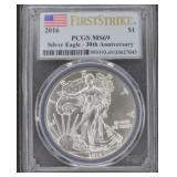 2016 1 OZ .999 SILVER EAGLE PCGS MS69 30TH ANNIV.