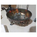 IRIDESCENT CARNIVAL GLASS FOOTED BOWL