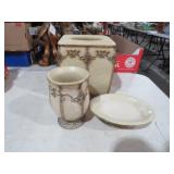 SET OF TISSUE BOX COVER, SOAP DISH, CUP