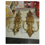(2) GOLDTONE CANDLEHOLDER WALL SCONCES