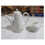 FESTIVE CHINA WHEAT PATTERN TEAPOT WITH CREAMER