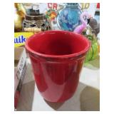 ITALIAN RED UTENSIL CROCK