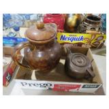 SADLER TEAPOT AND BROWN PITCHER WITH LID