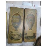 (2) ANTIQUE HOT AIR BALLOON PRINTS ON BOARD