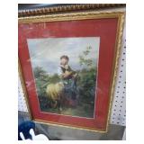 FRAMED LITTLE GIRL W/ LAMBS