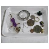 COLLECTION OF WATCH, PINS, MISC