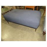 BLUE CLOTH FOOT OTTOMAN W/ METAL BASE