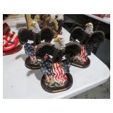 (3) EAGLE STATUES
