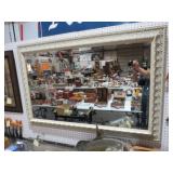 LARGE ORNATE FRAMED BEVELED WALL MIRROR