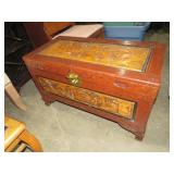 WOOD CARVED LIFT TOP ASIAN STYLE TRUNK