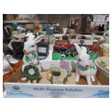 COLL. CERAMIC BUNNIES, RESIN CLOCKS & MISC