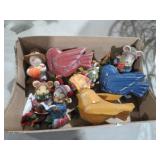 WOOD CARVED BIRDS & MICE FIGURINES