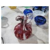 HAND BLOWN SPLATTER GLASS CREAMER/PITCHER