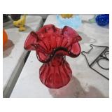 FENTON COUNTR CRANBERRY CRIMPED VASE