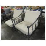 PAIR LRG METAL OVERSIZED PATIO CHAIRS W/ CUSHIONS