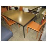 MCM STYLE TABLE W/ (4) LEATHER CHAIRS