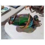 IRIDESCENT ART GLASS PAPERWEIGHT