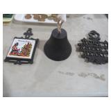 CAST IRON BELL AND TRIVETS