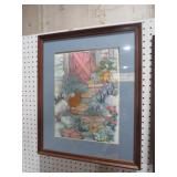 FRAMED EMBROIDERY STITCHED CATS PLAYING