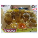 VINTAGE AMBER GOBLETS AND GLASS COLLECTION
