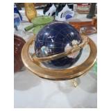 SEMI PRECIOUS STONE/BRASS GLOBE WITH COMPASS