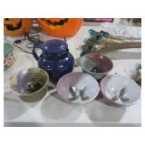 POTTERY KETTLE ANND APPLE BAKE BOWLS