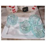 (4) BLOWN GLASS SWIRL TEARDROP ORNAMENTS