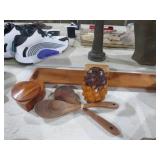 COLLECTION OF BREAD DISH, WOOD CONTAINERS, AND ETC
