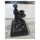 VTG DRESSED BRONZE  MONKEY ON PILLOW CANDLESTICK
