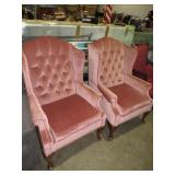 PAIR STATUS ROWE PLEATED BACK WINGBACK CHAIRS