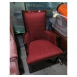 BURGUNDY CLOTH ARM CHAIR