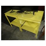 PAIR SOLID WOOD YELLOW PAINTED SIDE TABLES
