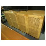 PAIR SOLID WOOD WOVEN 2 DR CABINETS