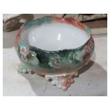 LIMOGES FRANCE FOOTED HANDPAINTED BOWL