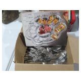 GLASS TIFFANY SERVING TRAY AND FLATWARE