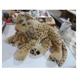 LARGE PLUSH LEOPARD WITH SMALL DOG STUFFED ANIMAL
