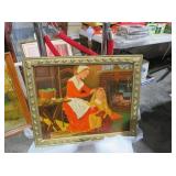 VINTAGE COLONIAL MOTHER AND CHILD FRAMED PRINT