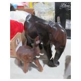 (2) WOOD CARVED ELEPHANTS