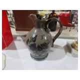 VTG STONEWARE POTTERY BLUE DECORATED PITCHER