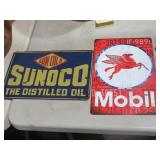 MOBILE AND SUNOCO METAL SIGNS