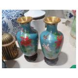 (2) METAL AND BRASS CHINESE VASES