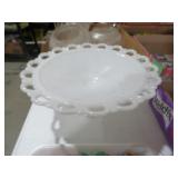 VINTAGE MILK GLASS COMPOTE BOWL