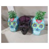 (3) SKULL PLANTERS