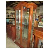 CHERRY FINISH 2DR LIGHTED CURIO CABINET